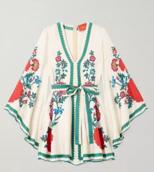 Orlebar Brown Magnifico Belted Floral Print Silk Twill Mini Dress
