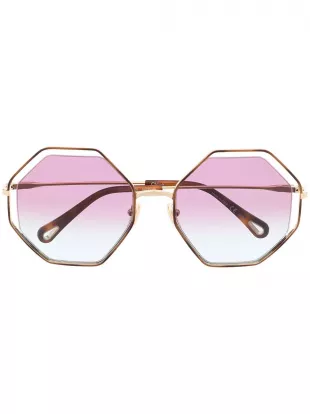 0046 Octagonal Sunglasses in Gold
