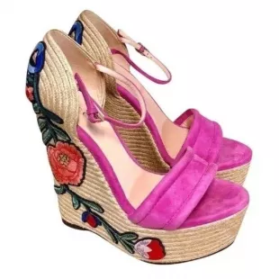 Pink Suede Ophelia Espadrille Platform Wedges