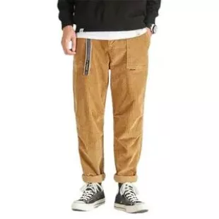 Loose Corduroy Harem Pant Autumn Winter Men's Streetwear Trousers Vintage Khaki Baggy Pants Male Cargo Pants Man Khaki S