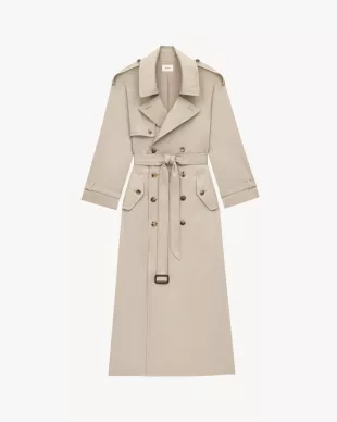 Oversized Beige Cotton Trench Coat