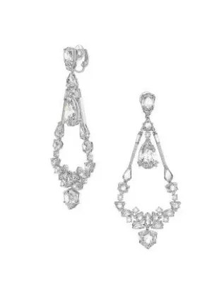 Mesmera Rhodium Plated & Crystal Mixed Chandelier Earrings