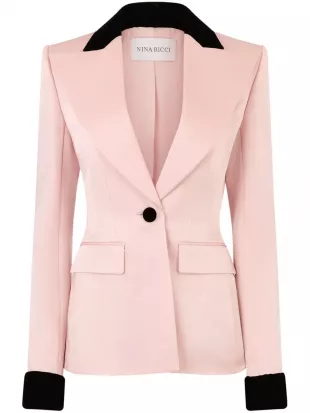 Contrasting-Trim Blazer