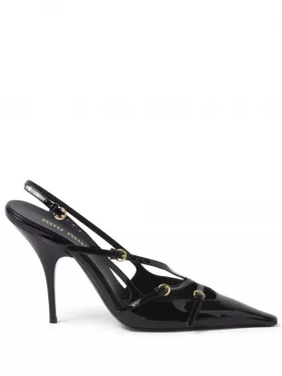 Patent Leather Slingbacks with Buckles