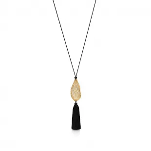 Elsa Peretti Bean Design Necklace of Rock Crystal with Yellow Gold