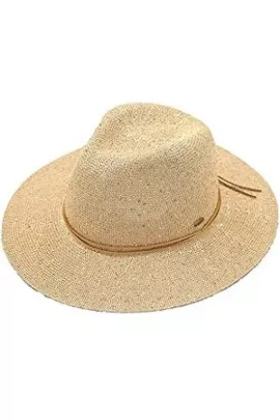 Women's Classic Knitted Sequin Wide Brim Panama Sun Hat