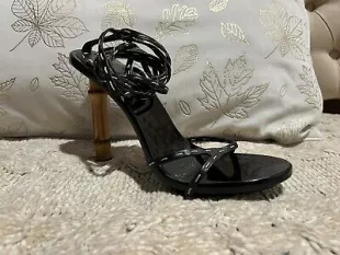 High-Heeled Sandals with Bamboo Heel