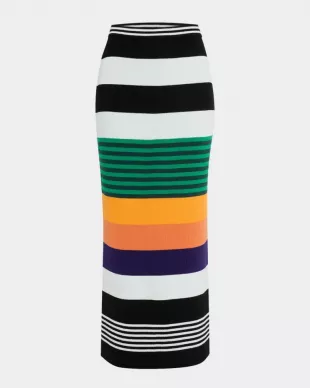Striped Knit Midi Pencil Skirt