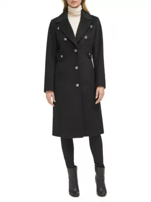 Military Wool Blend Overcoat