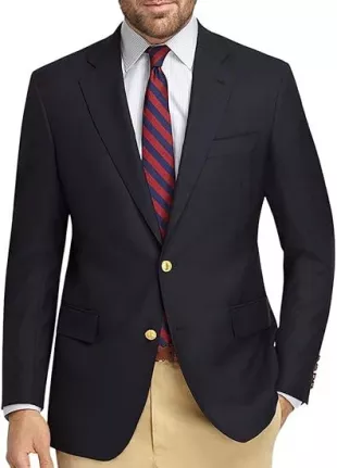 Textured Explorer Regent Fit Two Button Blazer Jacket Navy Blue