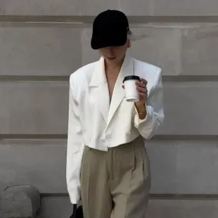 White Cropped Blazer