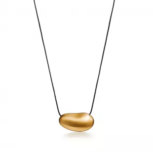 Elsa Peretti Bean Design Pendant in Gold Lacquer over Japanese Hardwood