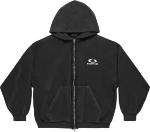 Black Inside Out Loop Sports Icon Zip Hoodie