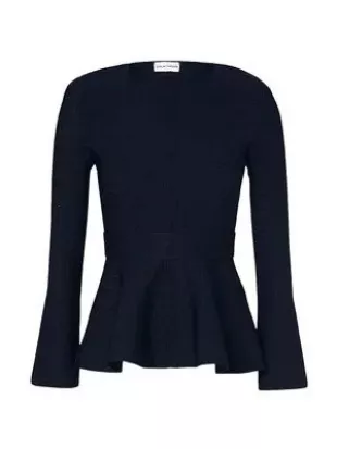 Crepe Knit Ruffle Jacket