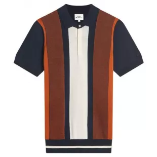Vertical Navy Stripe Knit Polo
