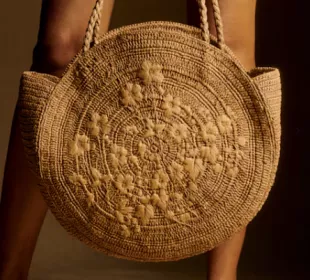 Raffia with Embroidered Flowers