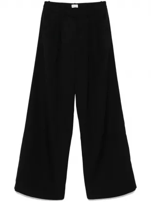 Wide-Leg Wool Trousers in Black