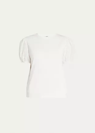 Eyelet Puff-Sleeve Tee