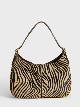 Big Zebra Suede Hobo Bag