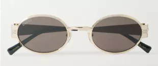 Guccissima Oval-Frame Logo-Print Gold-Tone Sunglasses