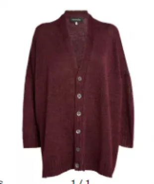 Wide V-Neck Linen Cardigan (Long Length) in Cochineal