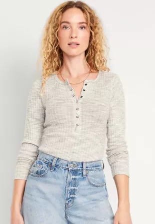 Fitted Plush Henley Top