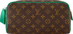 Brown Monogram & Green Trim Toiletry Bag