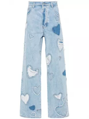 Light Blue Heart Patch Jeans