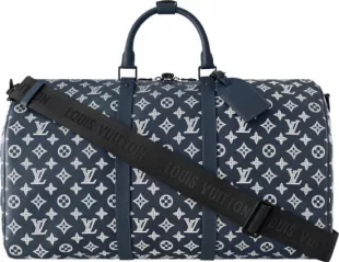 Navy & White Monogram Keepall 50 Bag