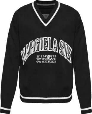 Black Margiela Six V Neck Sweater