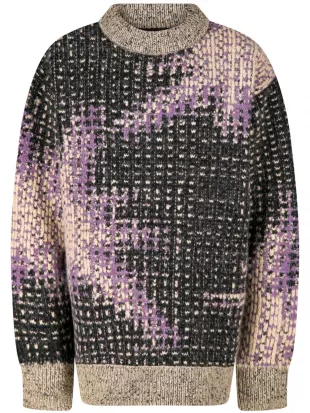 Black, Beige & Purple Patterned Sweater
