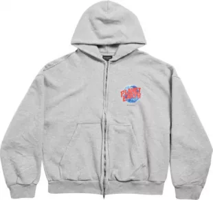Grey Planet Earth Zip Hoodie