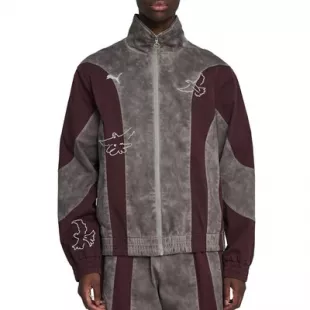 x KidSuper Grey & Burgundy Track Jacket