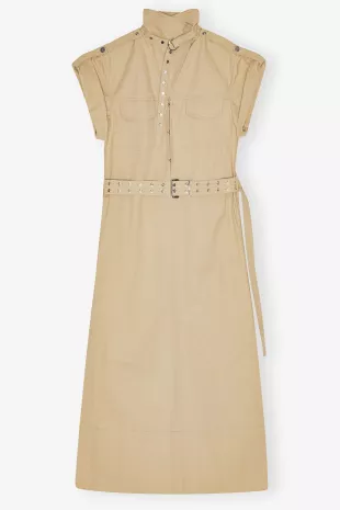 Stretch Cotton Dress in Beige