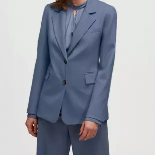 Two-Button Blazer in Seasonless Wool Powder