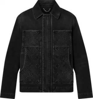 Black Monogram Panel Workwear Jacket