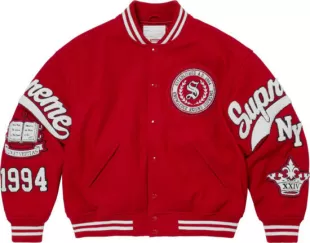 Red Veritas Varsity Jacket