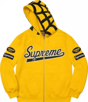 x Vanson Leathers Yellow Spiderweb Zip Hoodie