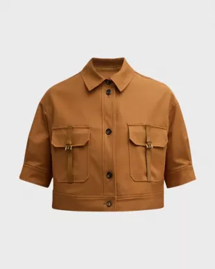 Brown Cropped Utility Shirt