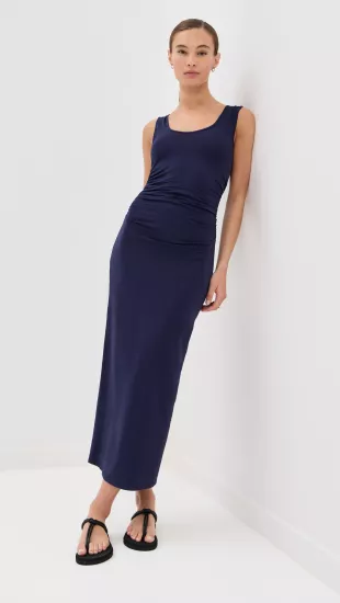 self-portrait viscose ribbed knit midi dress Pink Viscose Knit Midi Dress – self-portrait main image 0