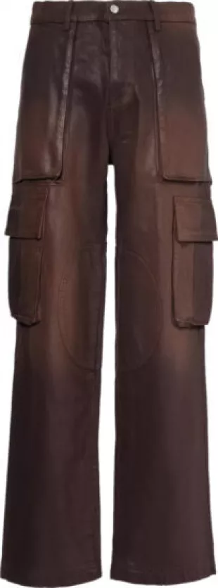 Dark Brown Waxed Cargo Pants