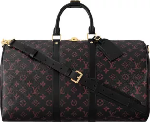 Black & Burgundy Tomette Monogram Keepall 45 Bag