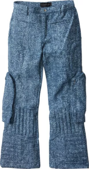 Blue Denim Tweed Raised Window Pants