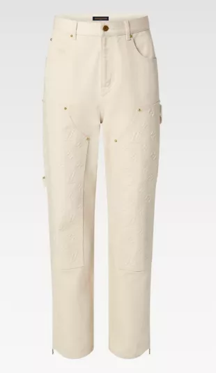 Cream Monogram Workwear Jeans