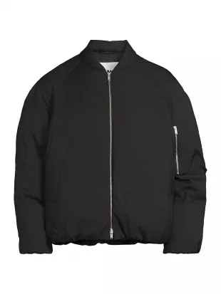 Black Padded Boxy Bomber Jacket