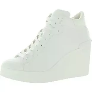 Brix White Rounded Closed Toe Lace Up Embellished Detail Sneakers