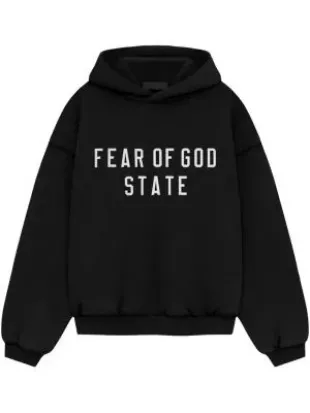 Black 'State' Fleece Hoodie