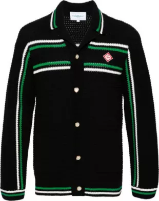 Black & Green Stripe Crochet Shirt