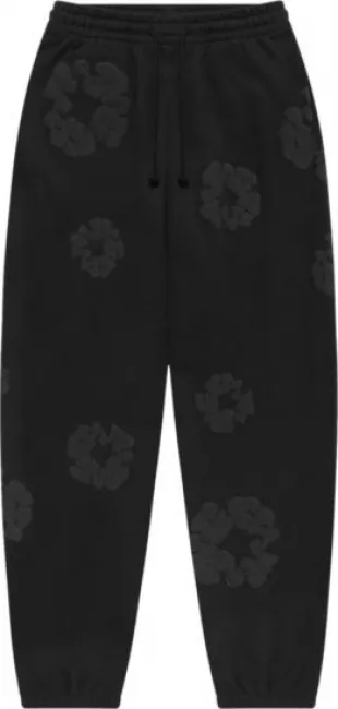 All Black Cotton Wreath Sweatpants