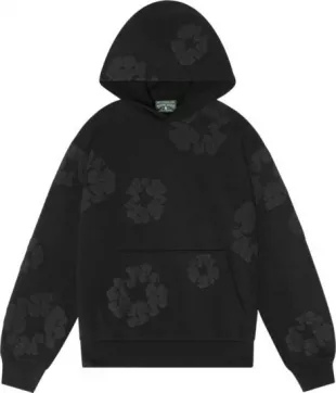 All Black Cotton Wreath Hoodie